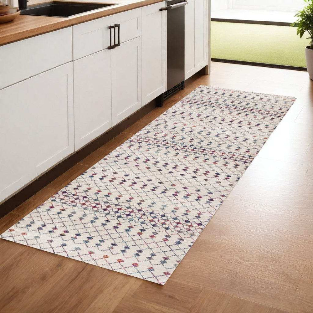 8' Cream Ikat Area Rug - Homeroots - Flyclothing LLC
