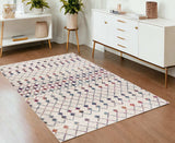 4' X 6' White Modern Geometric Grid Area Rug - Homeroots - Flyclothing LLC
