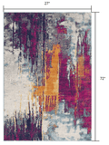 6' Runner Gray and Ivory Abstract Area Rug - Homeroots - Flyclothing LLC