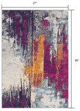 8' Runner Gray and Ivory Abstract Runner Rug - Homeroots - Flyclothing LLC