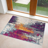 3' X 5' Gray and Ivory Abstract Area Rug - Homeroots - Flyclothing LLC