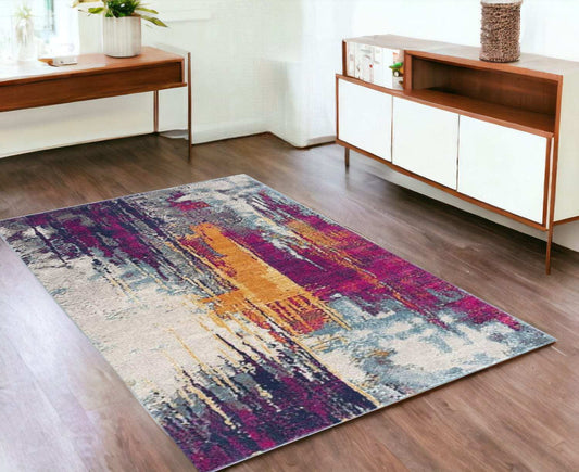 4' X 6' Gray and Ivory Abstract Area Rug - Homeroots - Flyclothing LLC
