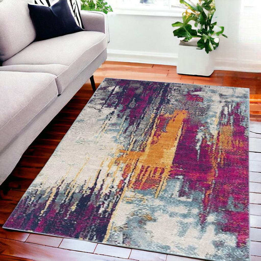 5' X 7' Gray and Ivory Abstract Area Rug - Homeroots - Flyclothing LLC