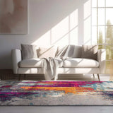 9' X 13' Gray and Magenta Abstract Area Rug - Homeroots - Flyclothing LLC