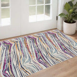 2' X 4' Blue and Gold Abstract Area Rug - Homeroots - Flyclothing LLC