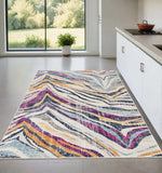 4' X 6' Blue and Gold Abstract Area Rug - Homeroots - Flyclothing LLC