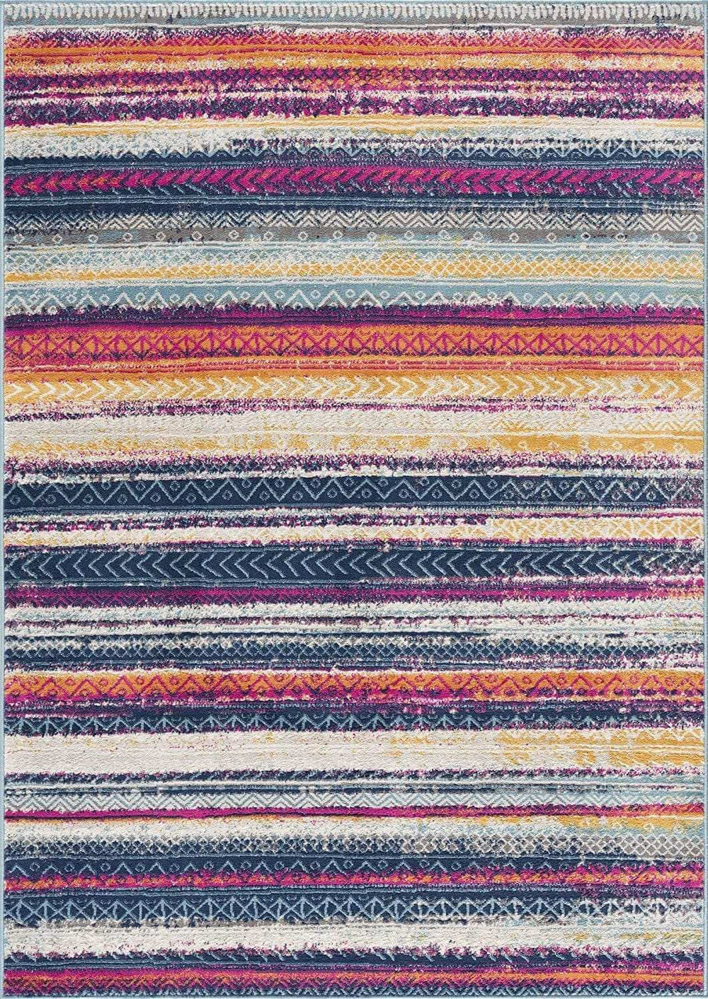 2' X 10' Multicolor Irregular Stripe Boho Runner Rug - Homeroots - Flyclothing LLC