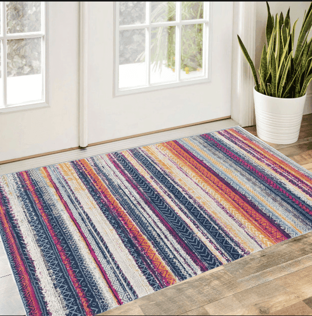 2' X 4' Multicolor Irregular Stripe Boho Area Rug - Homeroots - Flyclothing LLC