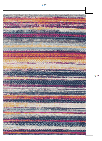 2' X 5' Multicolor Irregular Striped Area Rug - Homeroots - Flyclothing LLC