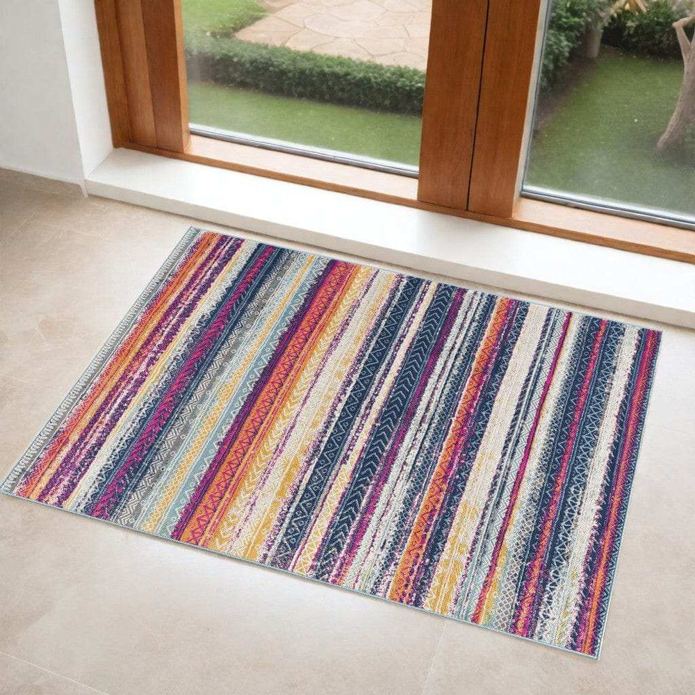 3' X 5' Multicolor Irregular Striped Area Rug - Homeroots - Flyclothing LLC