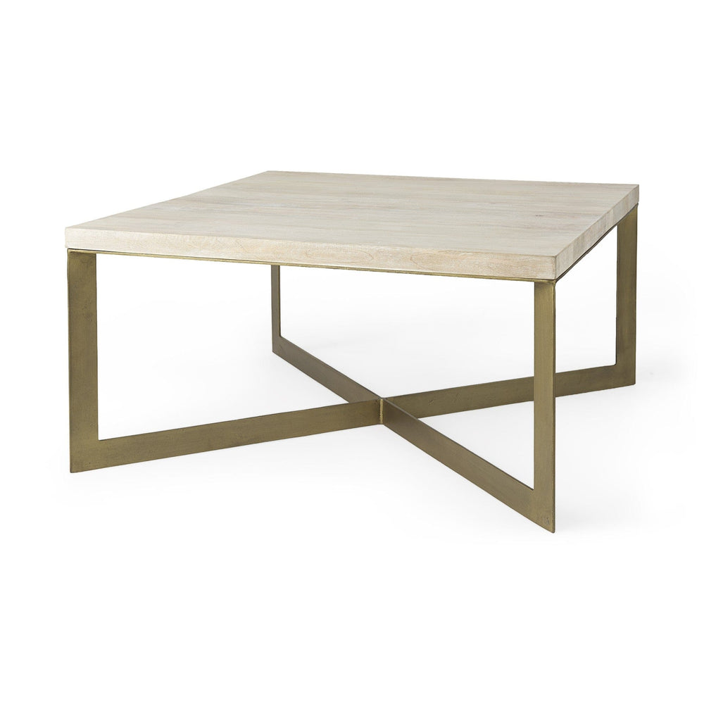 34" Beige Metal Square Coffee Table - Homeroots - Flyclothing LLC