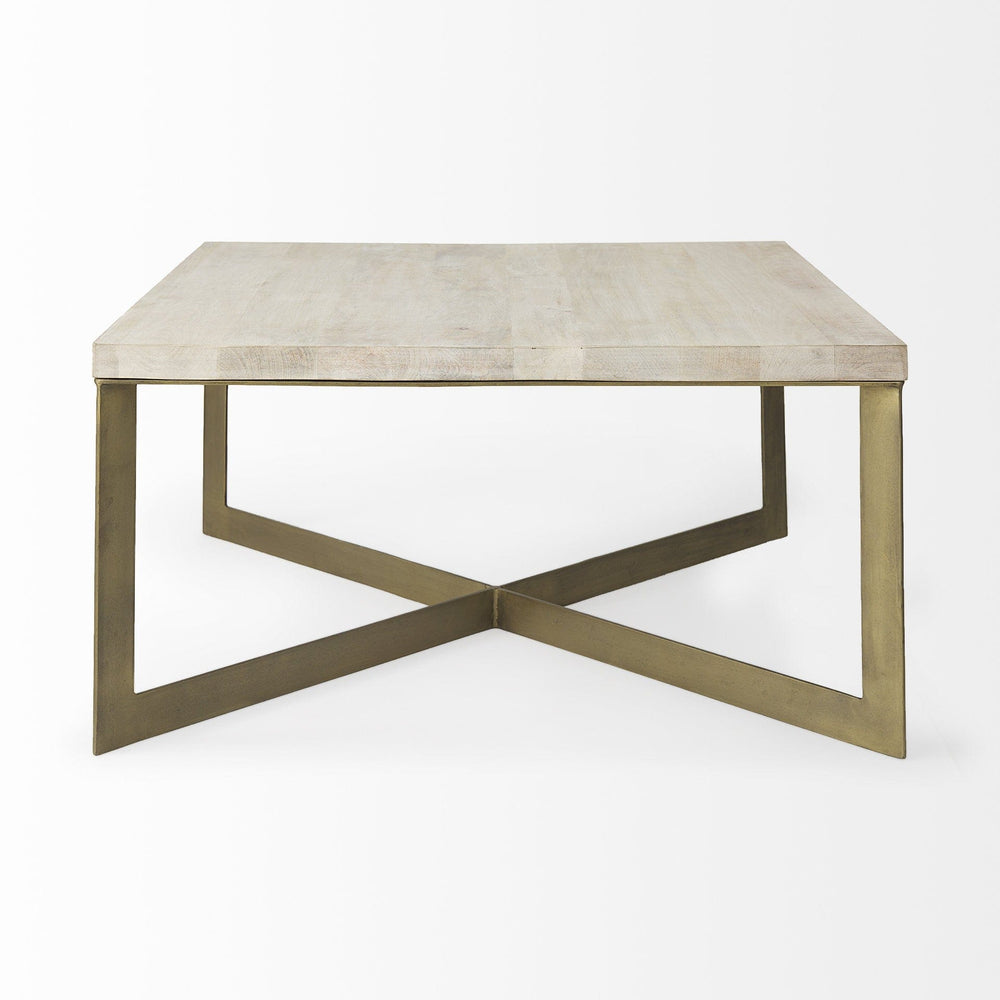 34" Beige Metal Square Coffee Table - Homeroots - Flyclothing LLC