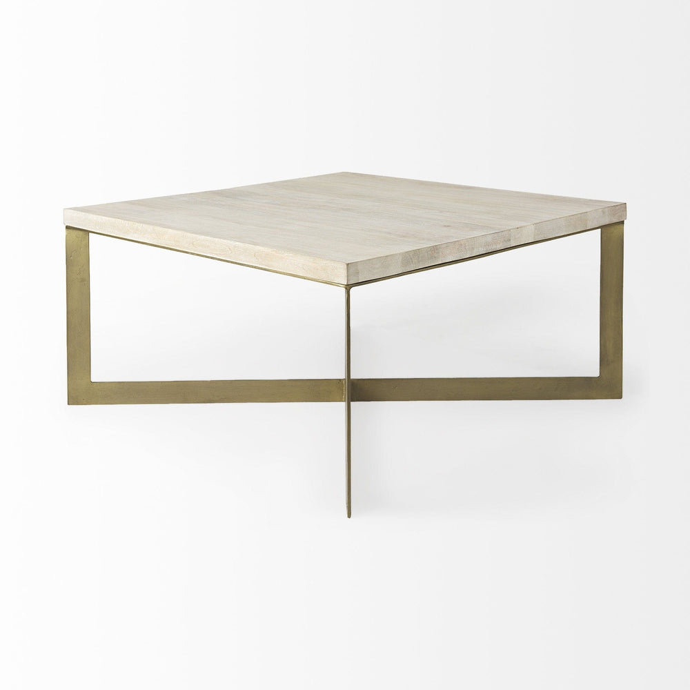 34" Beige Metal Square Coffee Table - Homeroots - Flyclothing LLC