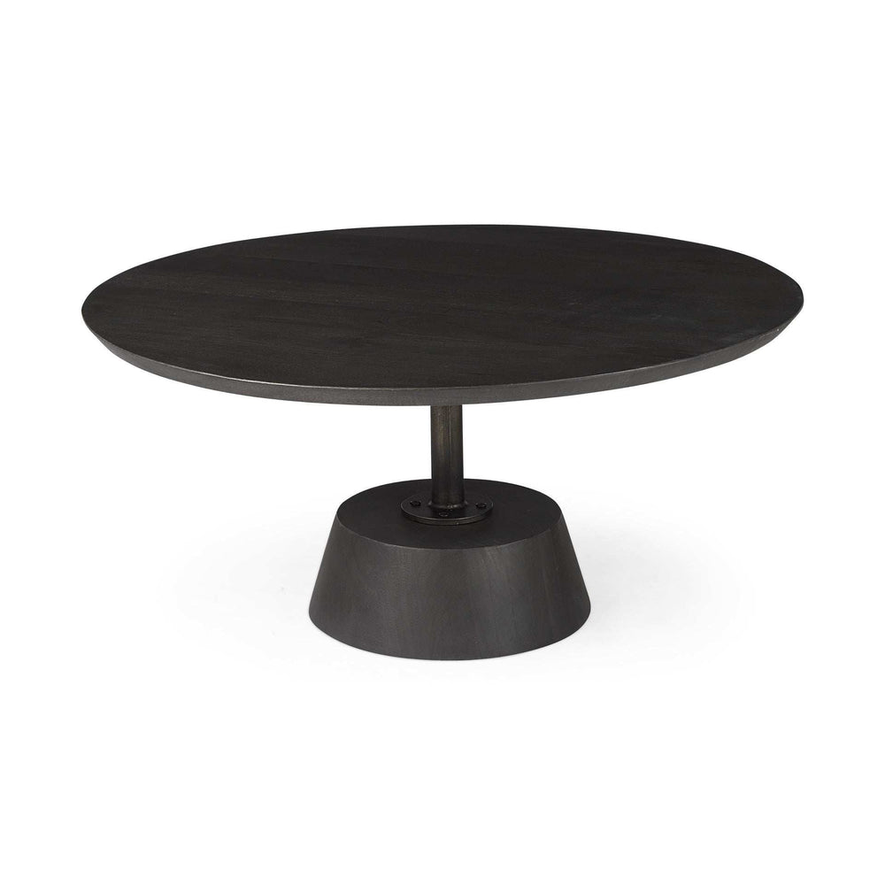 Black Wooden Pedestal Base Coffee Table - Homeroots - Flyclothing LLC