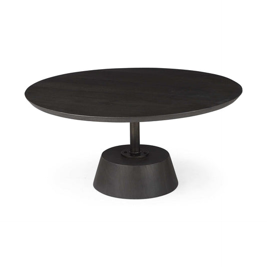 Black Wooden Pedestal Base Coffee Table - Homeroots - Flyclothing LLC