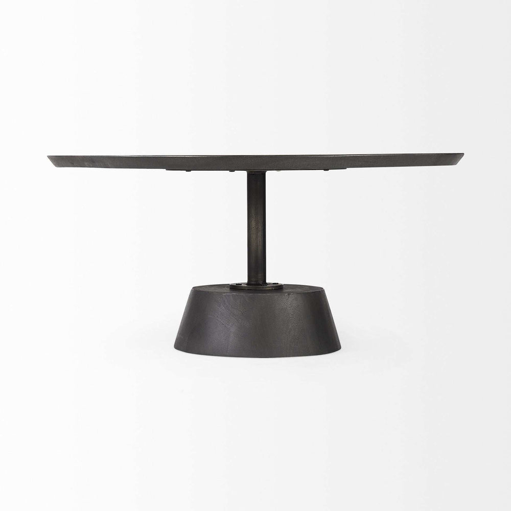 Black Wooden Pedestal Base Coffee Table - Homeroots - Flyclothing LLC