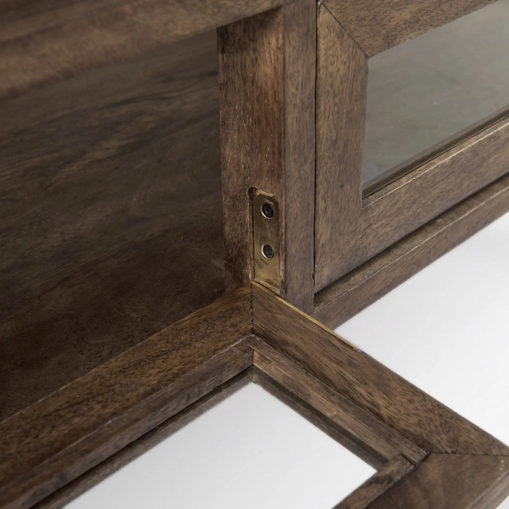 42" Dark Brown Glass And Metal Square Coffee Table With Shelf - Homeroots - Flyclothing LLC