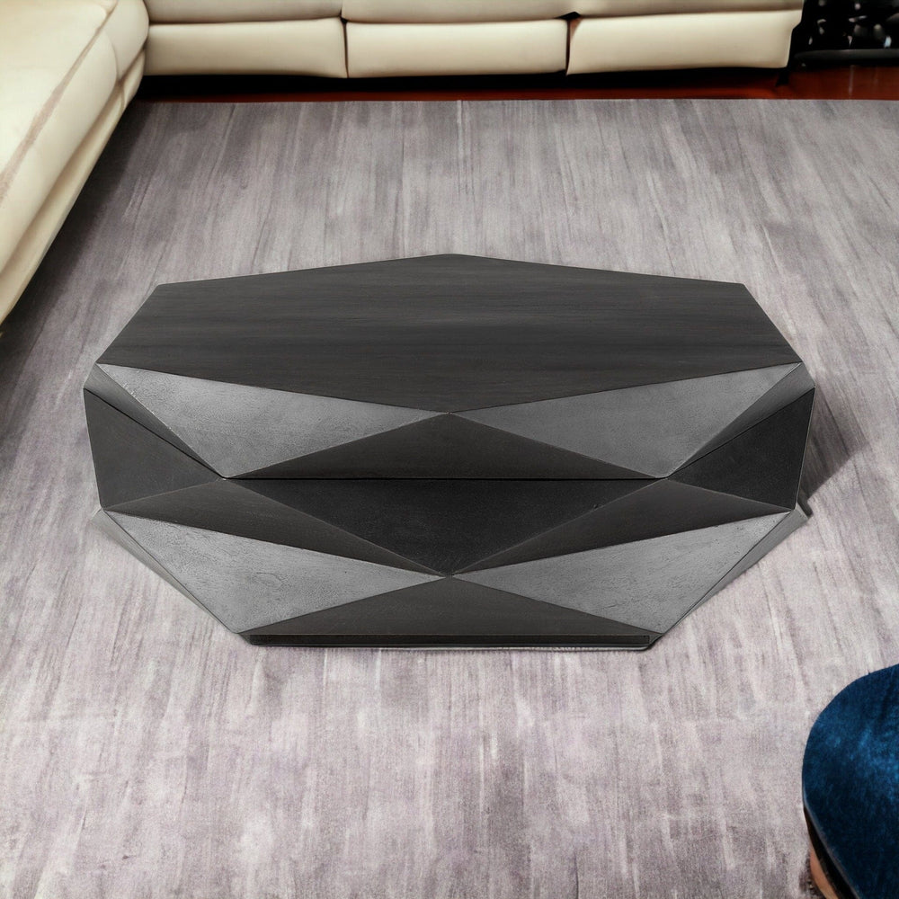 48" Black Octagon Coffee Table - Homeroots - Flyclothing LLC