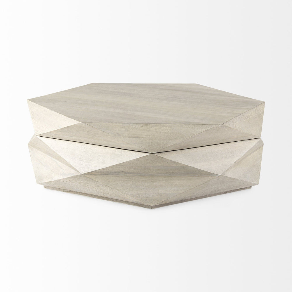 48" Natural Solid Wood Hexagon Lift Top Coffee Table - Homeroots - Flyclothing LLC