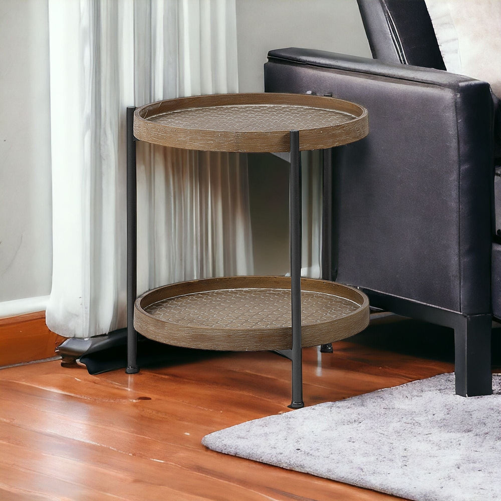 19" Brown Solid Wood Round End Table - Homeroots - Flyclothing LLC