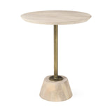 24" Beige Solid and Manufactured Wood Round End Table - Homeroots
