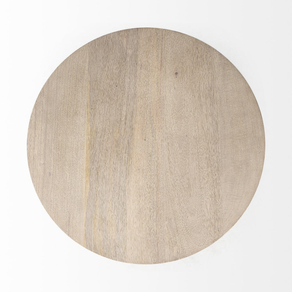 24" Beige Solid and Manufactured Wood Round End Table - Homeroots