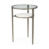 23" Bronze And Clear Glass And Metal Round End Table With Shelf - Homeroots - Flyclothing LLC