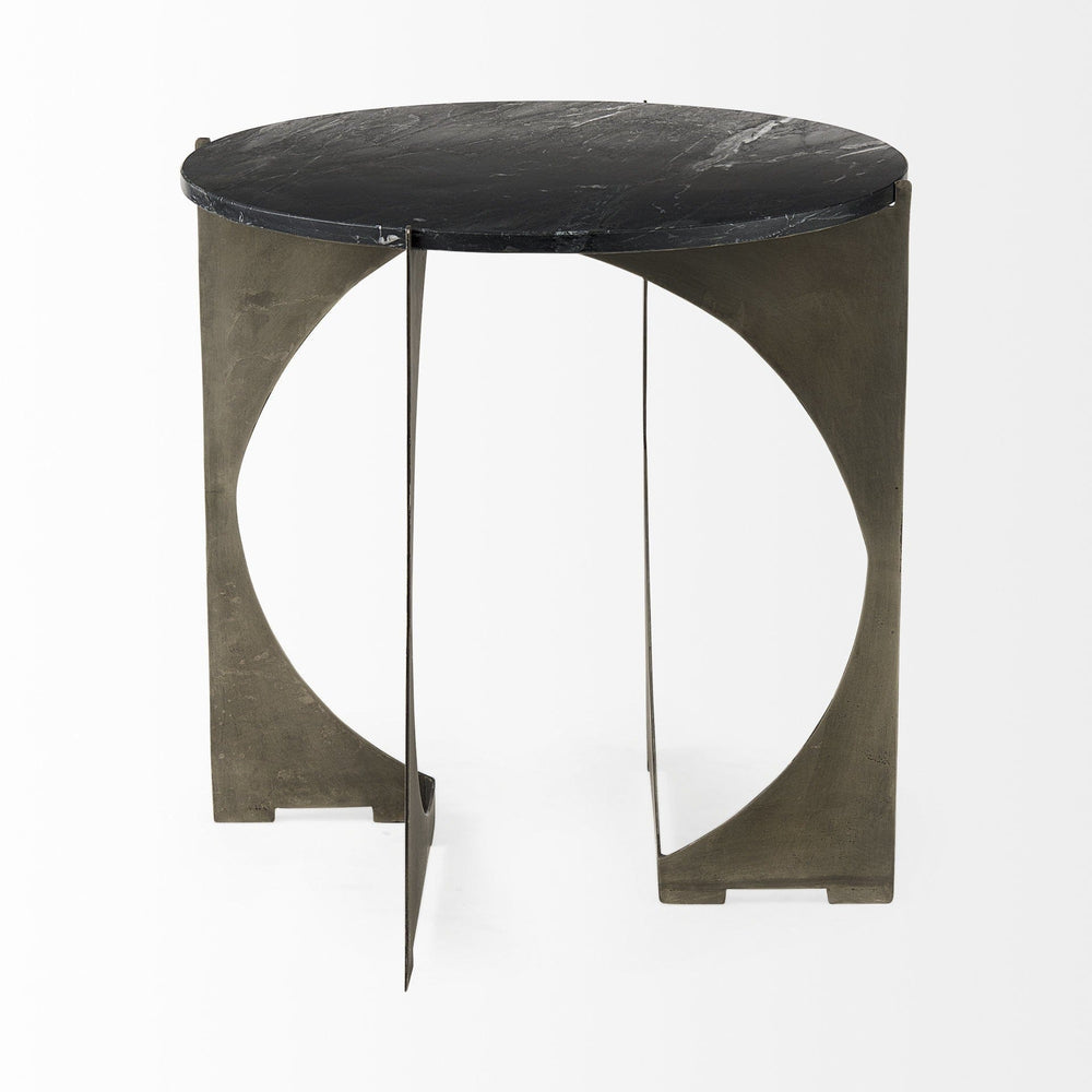 20" Black Marble Round End Table - Homeroots - Flyclothing LLC