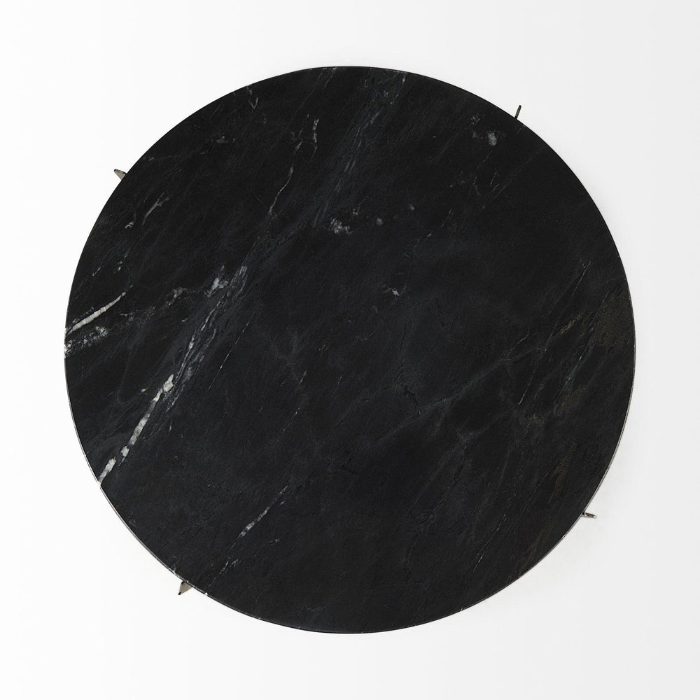 20" Black Marble Round End Table - Homeroots - Flyclothing LLC