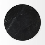 20" Black Marble Round End Table - Homeroots - Flyclothing LLC
