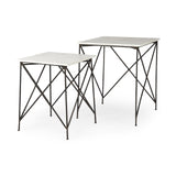 24" Bronze And White Marble Square End Table - Homeroots
