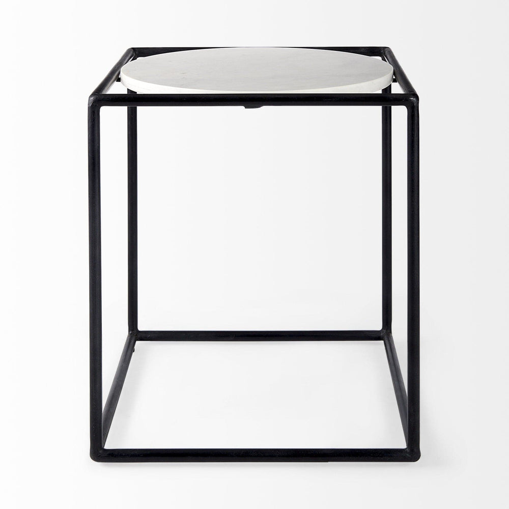 22" Black Marble Round End Table - Homeroots - Flyclothing LLC