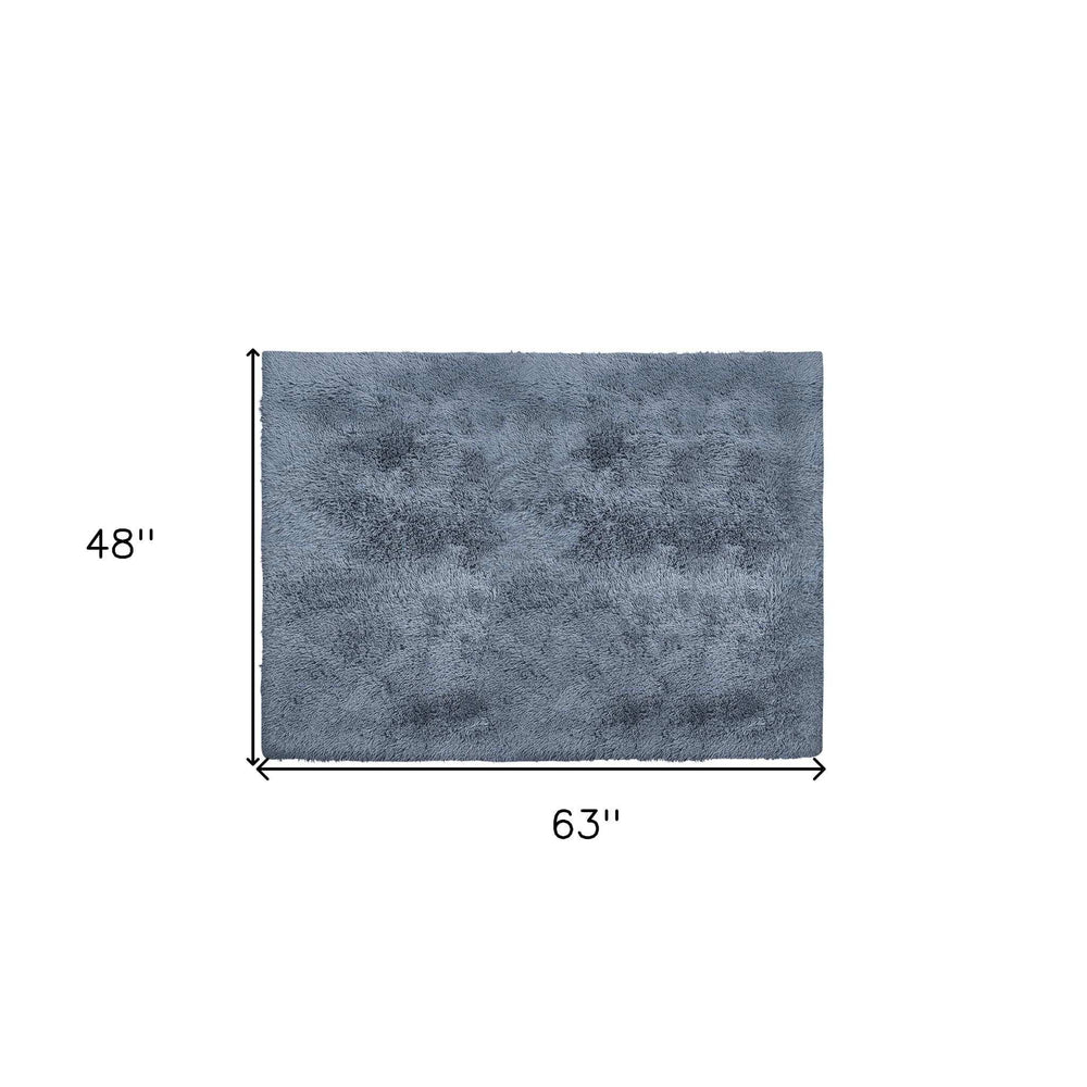 4' X 5' Gray Shag Power Loom Non Skid Area Rug - Homeroots - Flyclothing LLC