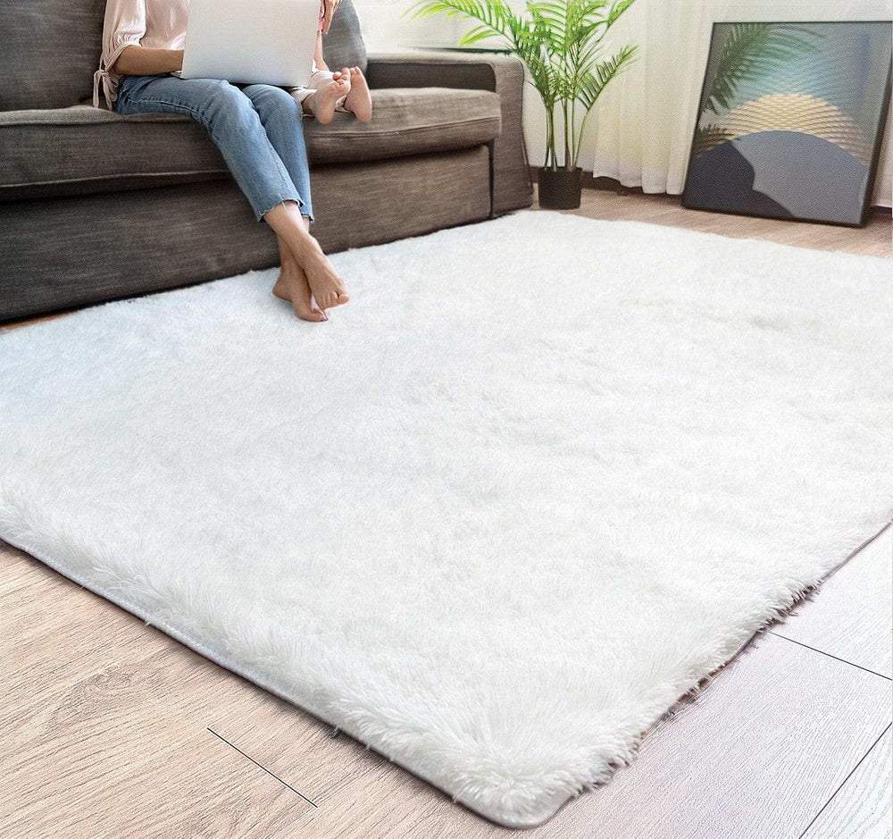 4' X 5' White Power Loom Area Rug - Homeroots - Flyclothing LLC