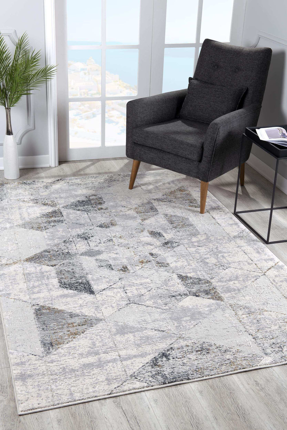 8' X 11' Gray and Ivory Abstract Power Loom Area Rug - Homeroots - Flyclothing LLC
