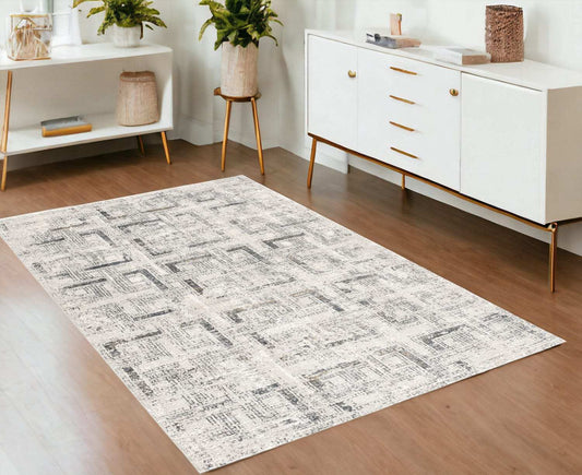 4' X 6' Gray and Ivory Abstract Power Loom Area Rug - Homeroots - Flyclothing LLC