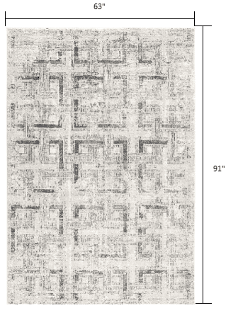 5' X 8' Gray and Ivory Abstract Power Loom Area Rug - Homeroots - Flyclothing LLC