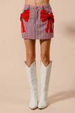 SO ME Contrast Bow Knot Pocket Fourth Of July Denim Skirt - Trendsi - Flyclothing LLC