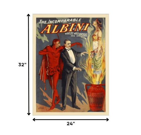24" X 32" The Incomparable Albini Vintage Magic Poster Wall Art - Homeroots - Flyclothing LLC