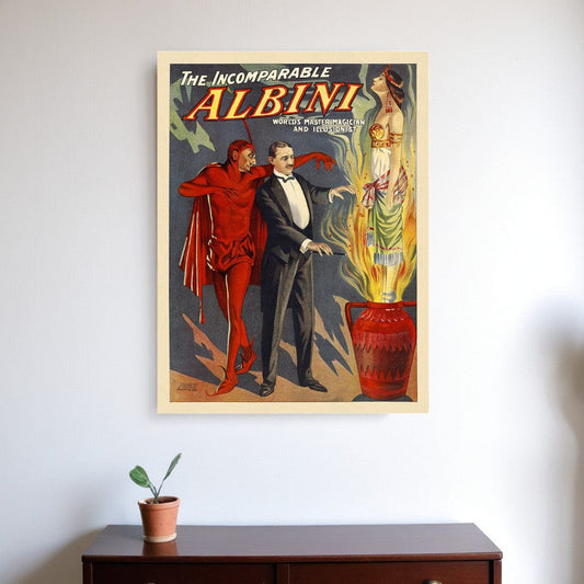 24" X 32" The Incomparable Albini Vintage Magic Poster Wall Art - Homeroots
