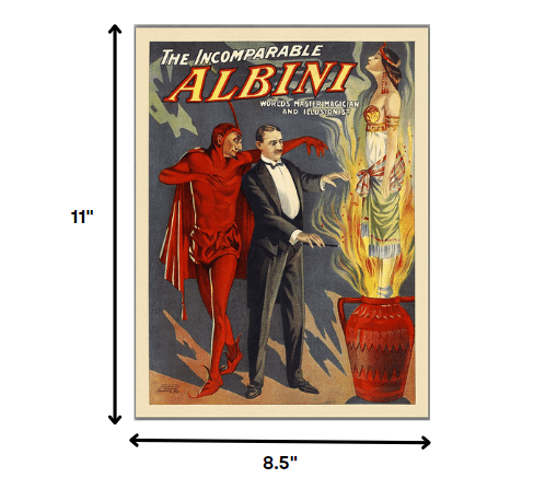 8.5" X 11" The Incomparable Albini Vintage Magic Poster Wall Art - Homeroots - Flyclothing LLC