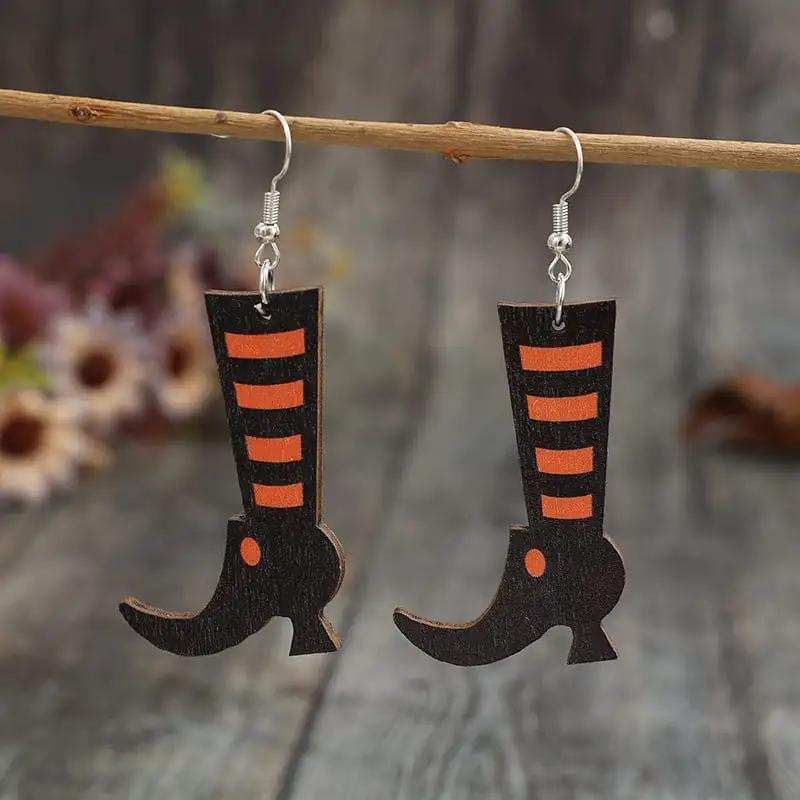 Alloy Wooden Boots Earrings - Trendsi - Flyclothing LLC