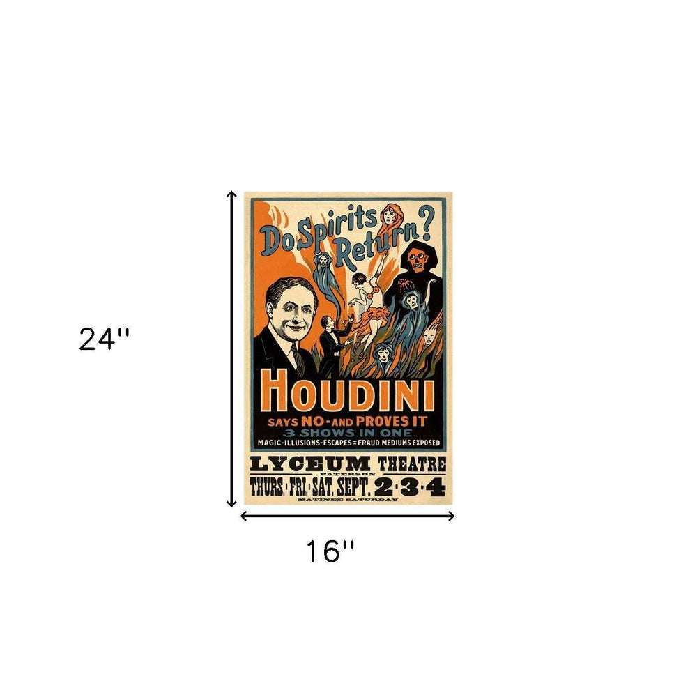 Houdini Spirits Vintage Magic Unframed Print Wall Art - Homeroots - Flyclothing LLC