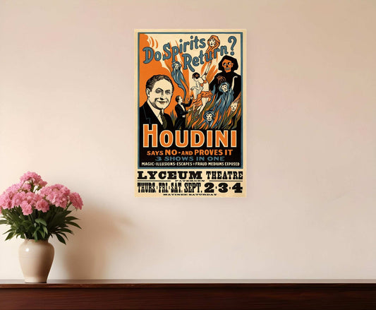 Houdini Spirits Vintage Magic Unframed Print Wall Art - Homeroots - Flyclothing LLC