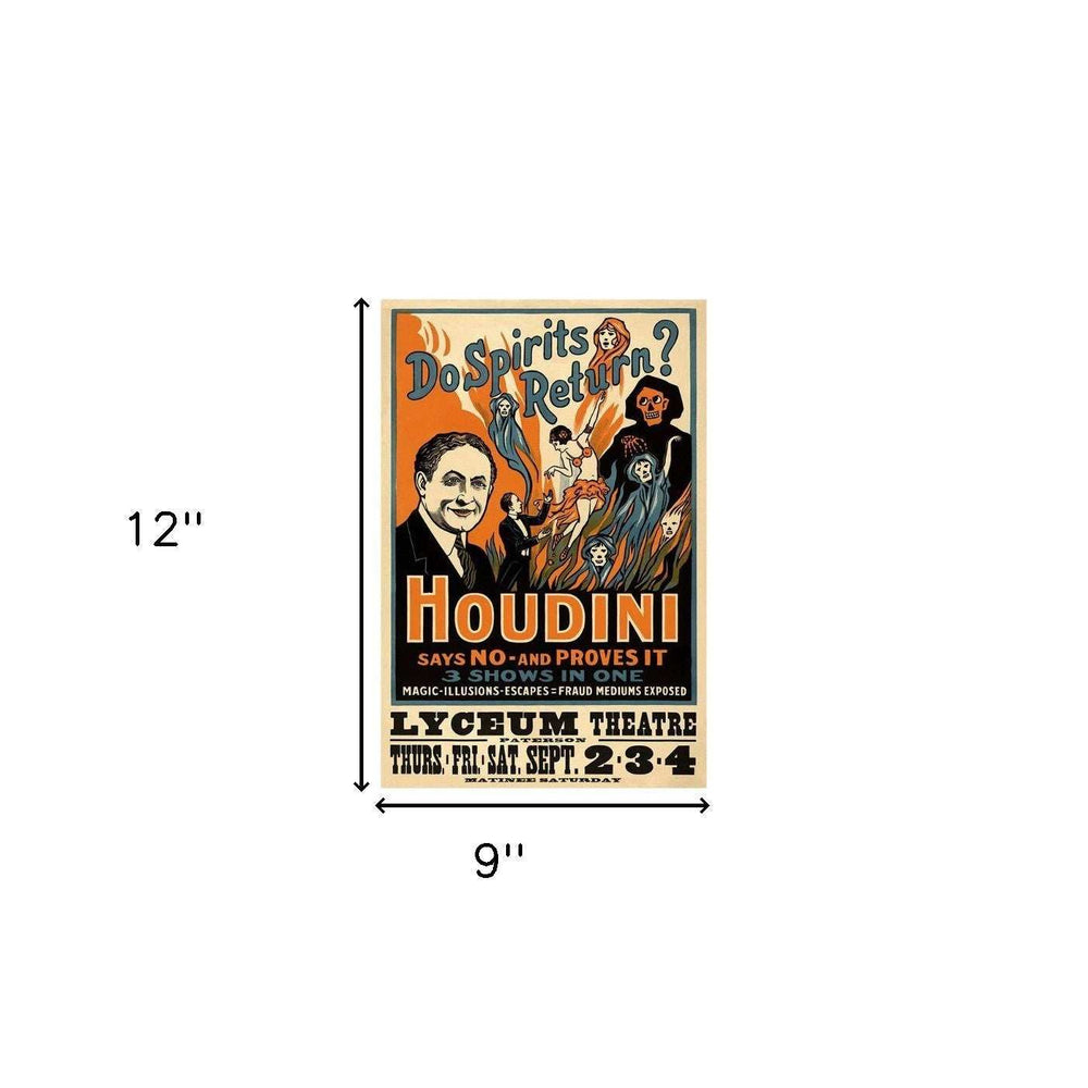 Houdini Spirits Vintage Magic Unframed Print Wall Art - Homeroots - Flyclothing LLC