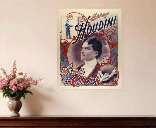 20" X 16" Houdini King Of Cards Vintage Magic Poster Wall Art - Homeroots
