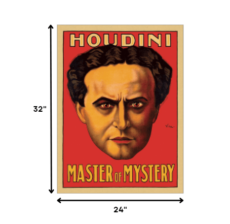 24" X 32" Houdini Master Of Mystery Vintage Magic Poster Wall Art - Homeroots - Flyclothing LLC