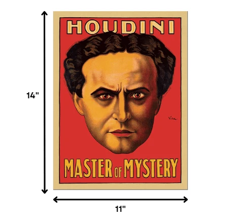 11" X 14" Houdini Master Of Mystery Vintage Magic Poster Wall Art - Homeroots - Flyclothing LLC