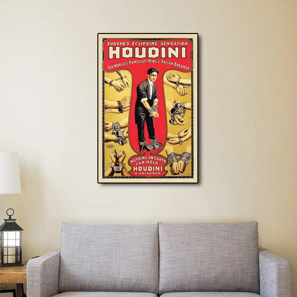 24" X 36" Houdini Handcuff King Vintage Magic Poster Wall Art - Homeroots - Flyclothing LLC