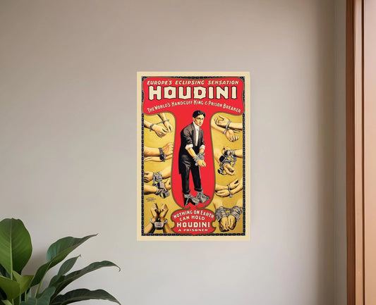 9" X 12" Houdini Handcuff King Vintage Magic Poster Wall Art - Homeroots